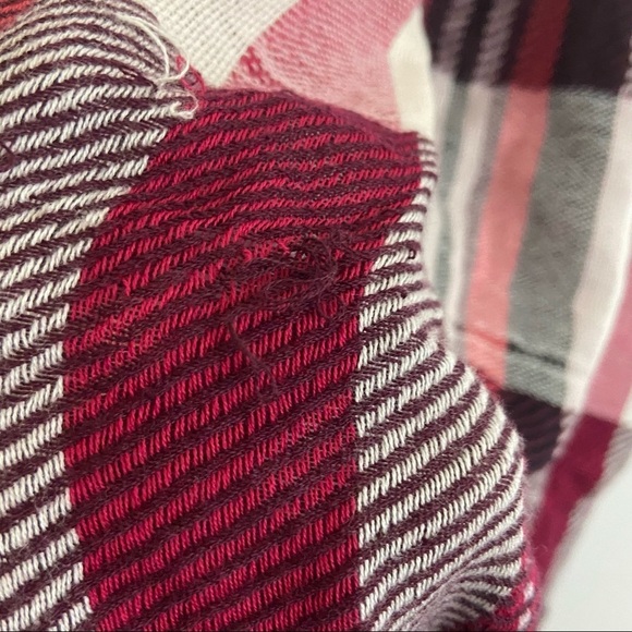 LOFT Red White Plaid Pom Pom Infinity Wrap Scarf - Picture 5 of 12